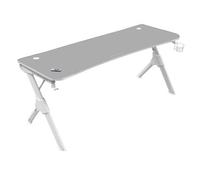 Mars Gaming Mgdxlw, Mesa Gaming Ergonómica, Soporte Cascos + Botella, 160x60cm, Blanco