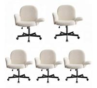 Marsail Silla Escritorio, Brazos Reg 180°, Respaldo Reclinable 105°, Beige | Soporta 150kg, Altura Regulable, Giratoria 360°, Cojín Ancho, Tela Chenilla Suave, Para Tocador, Dormitorio Y Home Office,5p