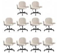 Marsail Silla Escritorio, Brazos Reg 180°, Respaldo Reclinable 105°, Beige | Soporta 150kg, Altura Regulable, Giratoria 360°, Cojín Ancho, Tela Chenilla Suave, Para Tocador, Dormitorio Y Home Office,10p
