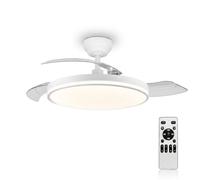 MARSI Ventilador de Techo con Luz y Aspas Retráctiles 106 cm, Motor DC Silencioso, 6 Velocidades, LED Regulable con Mando a Distancia, Función Verano Invierno para Dormitorio y Salón