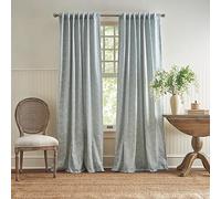 Martha Stewart Cottage - Par de Paneles de Cortinas de Jacquard Floral para oscurecer la habitación, con Bolsillo para cortinero/pestaña Trasera, 84 Pulgadas, Color Azul Claro