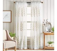 Martha Stewart Georgia - Par de Paneles de Cortinas Transparentes con Dobladillo para cortinero, 241 cm, Color Marfil