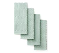 Martha Stewart Honeycomb Chambray - Juego de 4 Toallas de Cocina texturizadas, 100% algodón con Rizo Absorbente, Toallas de Cocina Decorativas, Color Verde Menta, 16 x 28 Pulgadas