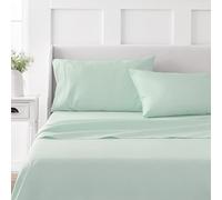 Martha Stewart Juego de sábanas 100% algodón, tamaño Individual, 3 uds., Suave, Liso, Duradero, fácil Cuidado, Profundidad de 41 cm, satén, 1 Plana, 1 Bajera, 1 Funda de Almohada, Color Verde Menta