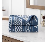 Martha Stewart Juego de Toallas de Mano Jacquard de 2 Piezas, Toallas de baño absorbentes, artículos Esenciales para el baño, Fairisle