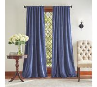 Martha Stewart Lucca - Par de Cortinas Opacas de Terciopelo con pestaña Trasera, 241 cm, Color Azul Marino