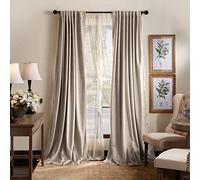 Martha Stewart Lucca - Par de Paneles de Cortinas Opacas de Terciopelo para Ventana, 95 Pulgadas, Lino