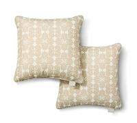 Martha Stewart Tulum - Juego de 2 Almohadas Decorativas para Interiores y Exteriores, Resistentes a la decoloración UV, Repelente al Agua, diseño Moderno Impreso, 18 x 18 Pulgadas, Color Gris Pardo
