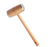 Martillo ablandador de carne con cabeza de aleación de aluminio de doble cara con mango de madera de haya para filetes, pollo, carne de res, 25,5 cm