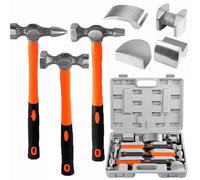 Martillo Chapista,Martillos y Tases,Juego De Tases y Martillos,7pcs Incluye martillo, módulo,mango maciza Cómodo con caja de herramientas de plástico para trabajos precisos en chapa