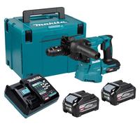 Martillo combinado a batería Makita HR 012 GU201, 40 V máx., 3,3 J, SDS plus, sin escobillas + 2 baterías de 4,0 Ah + cargador + maletín Makpac