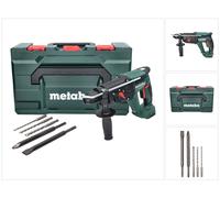 Martillo combinado a batería Metabo KH 18 LTX 24 18 V 2,1 J SDS plus + juego de brocas y cinceles de 5 piezas + metaBOX - sin batería, sin cargador