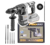 Martillo combinado a batería Procraft Industrial HD30A-BB, 20 V, 3,2 J, SDS-Plus, sin escobillas, Solo —sin batería ni cargador—