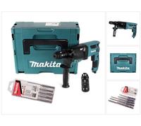 Martillo combinado Makita HR 2631 FTJ 800 W 2,4 J SDS Plus + mandril de sujeción rápida + juego de brocas de 5 piezas + Makpac