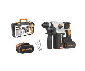Martillo Combinado SDS-PLUS a Bateria WORX WX380 - 2,2J - Brushless - 20V - Incluye 2 Baterías 4Ah, Cargador y Maletín