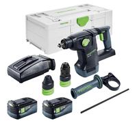 Martillo combinado sin cable Festool KHC 18 EB-Basic 18 V 2,6 J SDS-Plus Brushless + 1x batería recargable 5,0 Ah + cargador + systainer