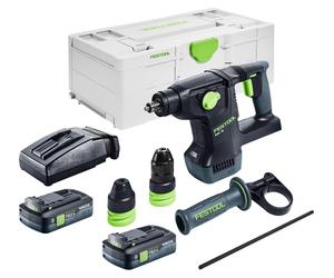 Martillo combinado sin cable Festool KHC 18 EB-Basic 18 V 2,6 J SDS-Plus Brushless + 2x batería 4,0 Ah + cargador + systainer