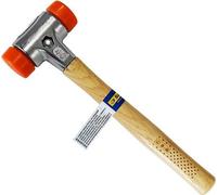 Martillo de plástico Unyqoos® – Cabeza de poliuretano (PU) de Ø 40 mm (naranja), mango de madera de haya, carcasa de fundición robusta de dos piezas, cabezas intercambiables, para uso en talleres e in
