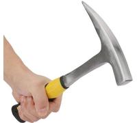 Martillo geológico con mango antideslizante - De doble cabeza con una sola punta - Plano, ideal para estudios geológicos - Amortiguador para el mango - Adecuado para uso profesional - Color azul, mode