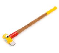 Martillo para partir leña, color amarillo - Peso: 4.2 kg - Mango de madera de haya - Martillo para partir leña de tamaño mediano