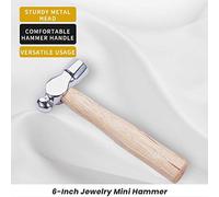 Martillo pequeño de 6 pulgadas - Martillo de bola de hierro - Mango de madera con bloque de goma, ideal para joyería