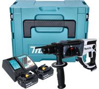 Martillo perforador a batería Makita DHR 202 RGJW 18 V 20 mm 2,0 J blanco + 2 baterías de 6,0 Ah + cargador + Makpac