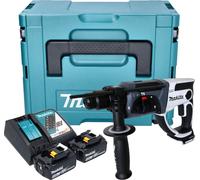 Martillo perforador a batería Makita DHR 202 RTJW 18 V 20 mm 2,0 J blanco + 2 baterías de 5,0 Ah + cargador + Makpac