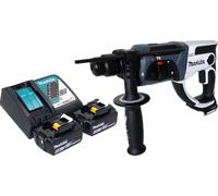 Martillo perforador a batería Makita DHR 202 RTW 18 V 20 mm 2,0 J blanco + 2 baterías de 5,0 Ah + cargador
