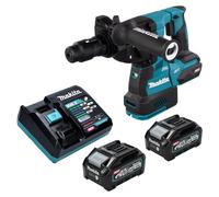 Martillo perforador a batería Makita HR 002 GM201, 40 V máx., 2,9 J, SDS plus, sin escobillas + 2 baterías de 4,0 Ah + cargador