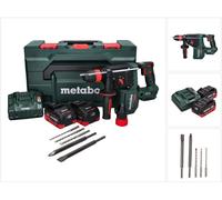 Martillo perforador a batería Metabo KH 18 LTX BL 28 Q 18 V 3 J SDS plus Brushless + 2 baterías de 5,5 Ah + cargador + juego de 5 brocas y cinceles + metaBOX