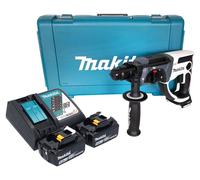 Martillo perforador inalámbrico Makita DHR 202 RTW 18 V 20 mm 2,0 J blanco + 2x batería recargable 5,0 Ah + cargador + maletín