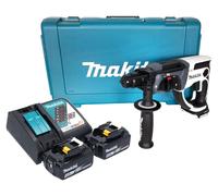 Martillo perforador sin cable Makita DHR 202 RGW 18 V 20 mm 2,0 J blanco + 2x batería recargable 6,0 Ah + cargador + maletín