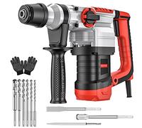 Martillo Perforator SDS Plus 1500W, Martillo Percutor 4 en 1 Funciones (Perforación + Perforación con Impacto + Cincelado con/sin Fijación, Agarre Antivibraciones), 4400BPM, 920R/Min