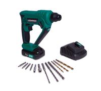 VONROC Martillo rotativo inalámbrico - VPower 20V - Incluye batería y cargador de 2.0Ah - 1.3 Joule - SDS-plus - Incluye accesorios y bolsa de herramientas