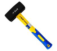Martillo y puntero S&R de 2000g, martillo profesional fabricado en acero forjado C50 con mango de fibra de vidrio resistente a roturas, martillo de mano que absorbe impactos, ideal para construcción, 