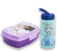 MARUKATSU Set Sandwichera y Botella Infantil 410ml para Colegio y Guardería | Porta Almuerzo Escolar Niño Niña | Fiambrera Infantil Reutilizable Libre BPA (Frozen)