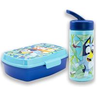 MARUKATSU Set Sandwichera y Botella Infantil 410ml para Colegio y Guardería | Porta Almuerzo Escolar Niño Niña | Fiambrera Infantil Reutilizable Libre BPA (Bluey)