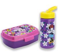 MARUKATSU Set Sandwichera y Botella Infantil 410ml para Colegio y Guardería | Porta Almuerzo Escolar Niño Niña | Fiambrera Infantil Reutilizable Libre BPA (Minnie)