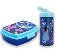 MARUKATSU Set Sandwichera y Botella Infantil 410ml para Colegio y Guardería | Porta Almuerzo Escolar Niño Niña | Fiambrera Infantil Reutilizable Libre BPA (Stitch)