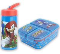 MARUKATSU Sonic Set Sandwichera Infantil con Compartimentos y Botella 410ml para Niños y Niñas | Fiambrera Escolar + Botella Reutilizable |