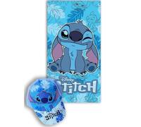 MARUKATSU Stitch Pack Playa Niño Toalla 140x70 cm + Gorra Ajustable - Set Verano Infantil Piscina Playa Vacaciones Regalo Niños Disney