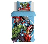 Marvel Avengers Juego de Cama para Niños | Funda Nórdica 140x200 cm y Funda de Almohada 50x70 cm | 100% Algodón Suave y Transpirable | Ropa de Cama Individual con Superhéroes Avengers
