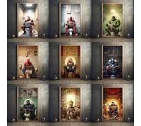 Marvel divertido superhéroe lectura de inodoro periódico 5D pintura de diamante punto de cruz Kits de mosaico decoración del hogar DIY regalo hecho a mano HKQTA1165-8 Round 20X30