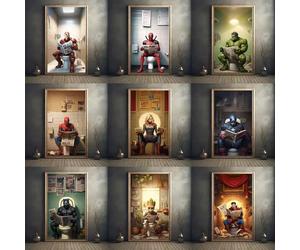 Marvel divertido superhéroe lectura de inodoro periódico 5D pintura de diamante punto de cruz Kits de mosaico decoración del hogar DIY regalo hecho a mano HKQTA1165-6 Round 20X30