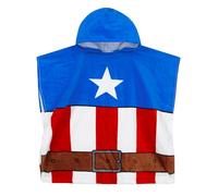 Marvel Poncho Toalla Niño| Poncho Surf Captain America con Capucha para Niños | Toalla Piscina Natacion De Los Vengadores| One Size | Azul