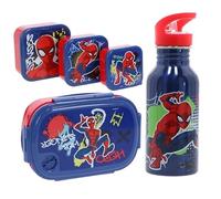 Marvel Spider-Man - Juego de 5 cajas de almuerzo con botella de acero inoxidable y cajas de merienda para niños