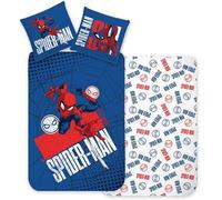 Marvel SpiderMan - Juego de ropa de cama individual, 100% algodón, funda de edredón de 140 x 200 cm con funda de almohada de 60 x 65 cm, ropa de cama individual para niños, diseño reversible de