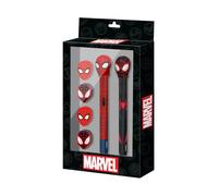 Marvel Spiderman Peter-Pack de Bolígrafo de Gel Borrable + Lápiz Eternal + 4 Gomas, Negro, 14 x 23 cm