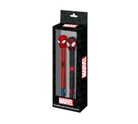 Marvel Spiderman Peter-Pack de Lápiz Eternal + Bolígrafo de Gel Borrable, Negro, 14 x 23 cm