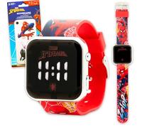 Marvel Spiderman - Reloj digital para niños con correas de superhéroe y pegatinas, fácil de leer Spiderman